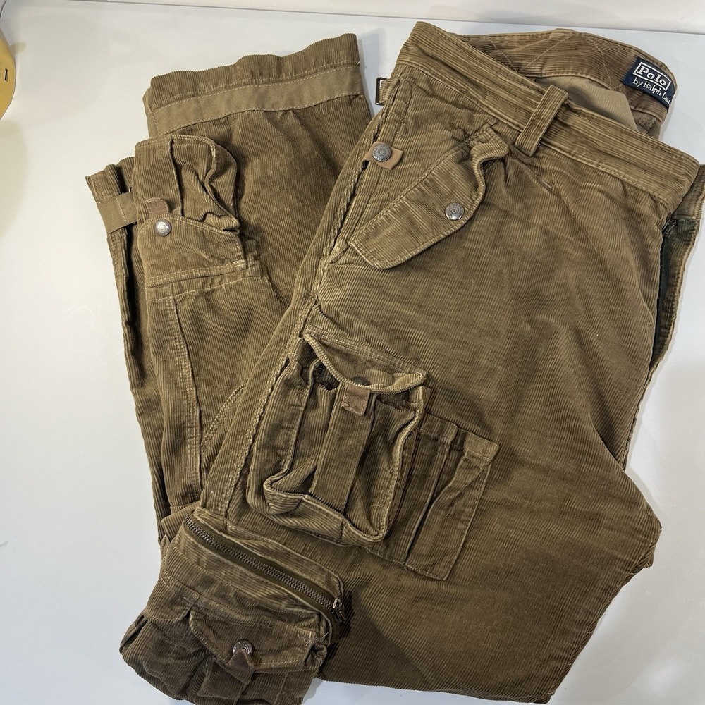 Vtg Polo Ralph Lauren Cargo Pants Paratrooper Corduroy Military 36/30 Utility